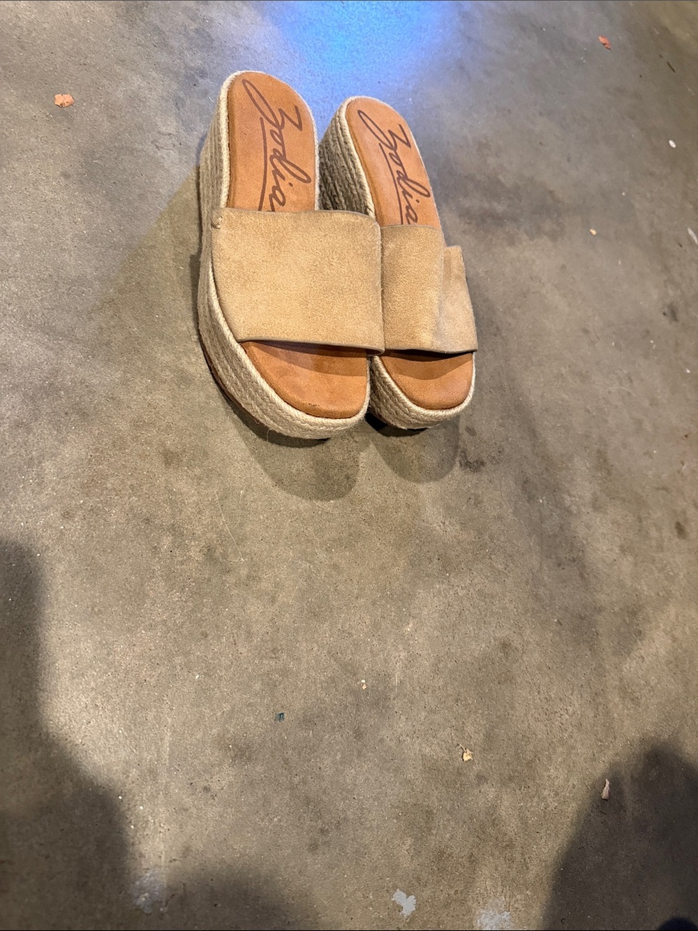 Zodiac Tan Suede Platform Slide Sandals
